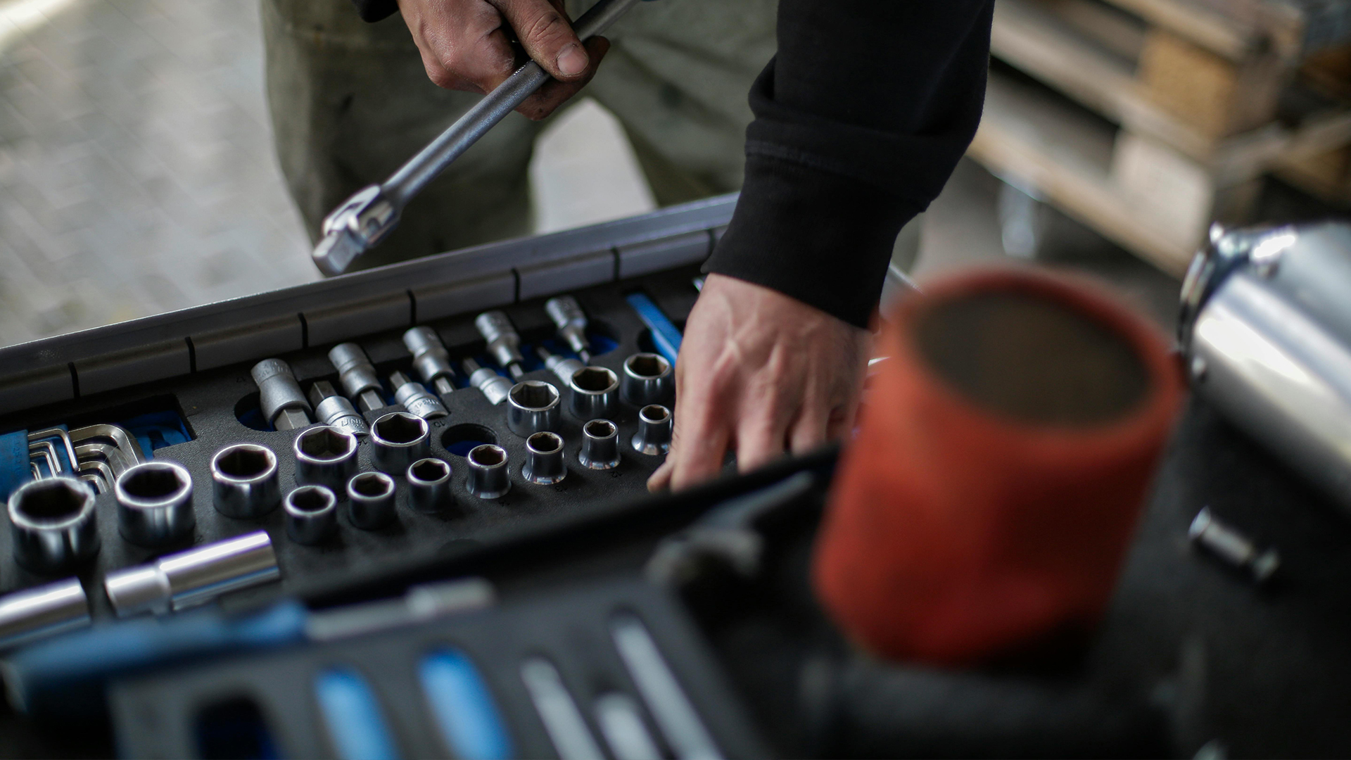 Service technician with his toolbox