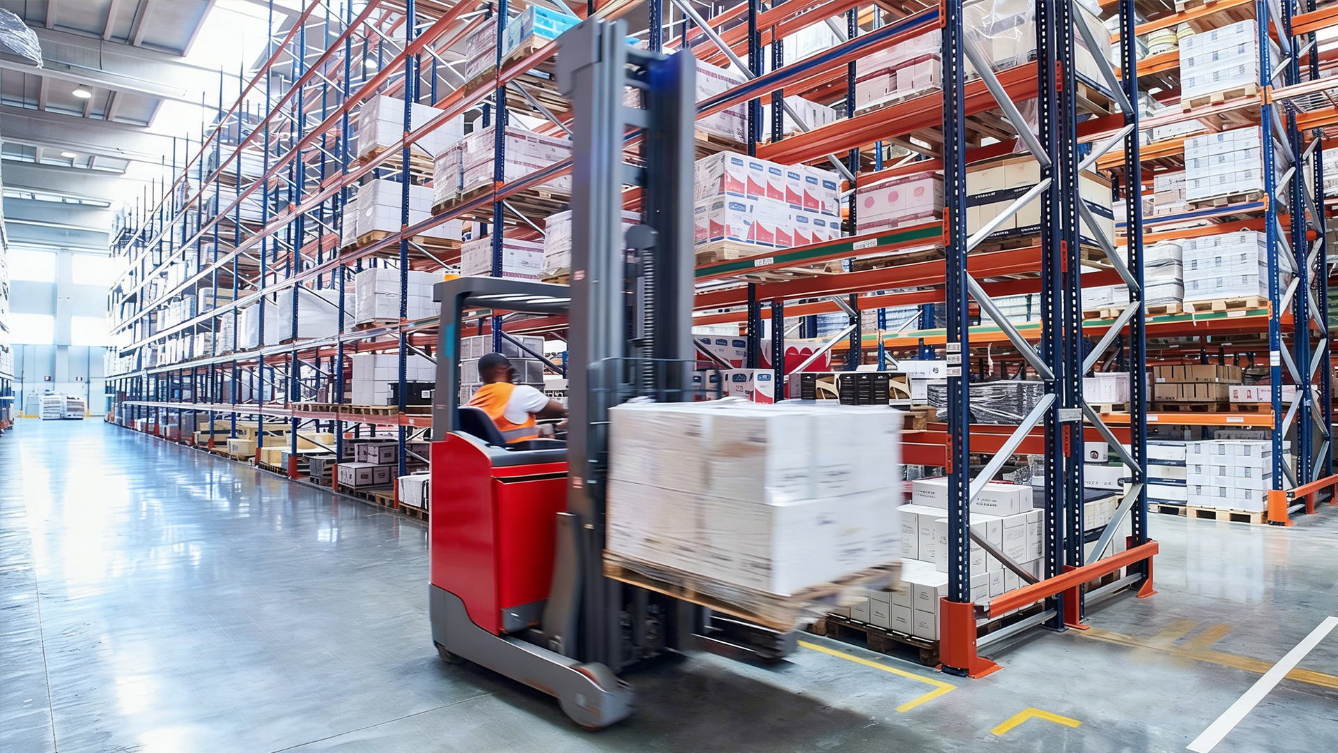 A Linde forklift truck with an explosion-proof design stands next to a tanker with chemicals.